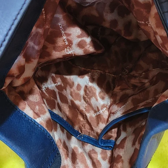 B Makowsky Blue Leather Gamma Hobo Bag - Picture 4 of 6